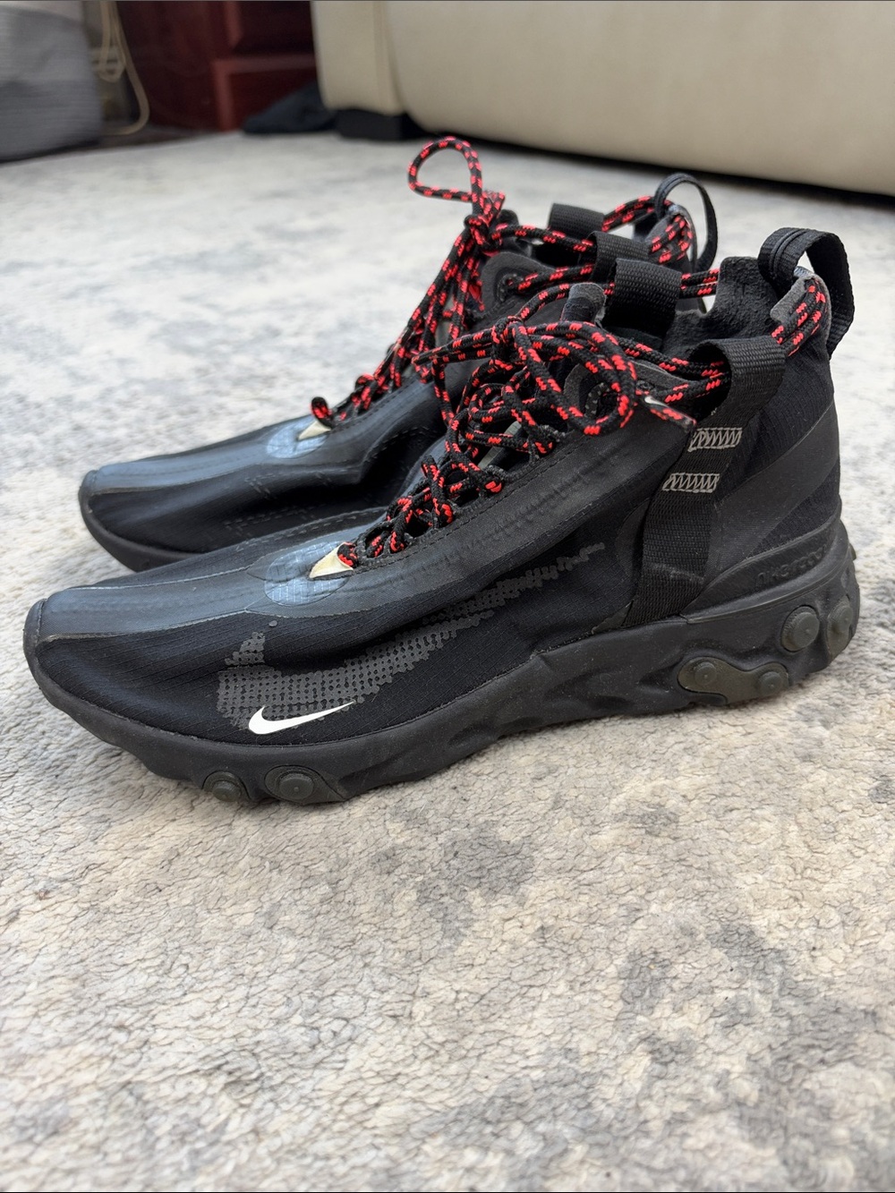 Nike React Runner Water Resistant ISPA Sneakers Black Sz 6